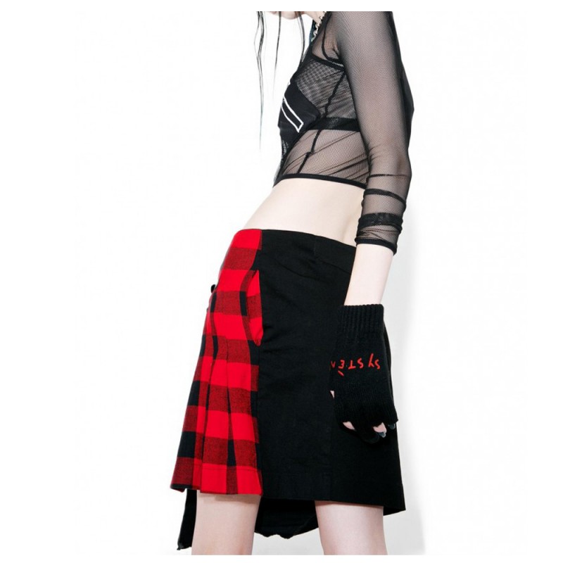 Women Fashion Plaid Skirt Sexy Utility Kilt Buckle Short Skirt Sultry Fashion Kilt